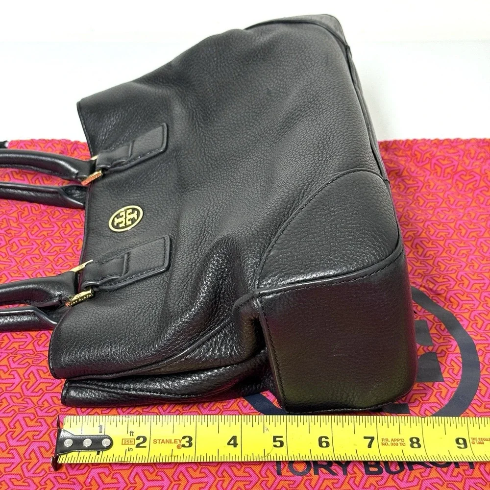 Tory Burch Robinson Triple Compartment Black Pebbled‎ Leather Tote Shoulder Bag